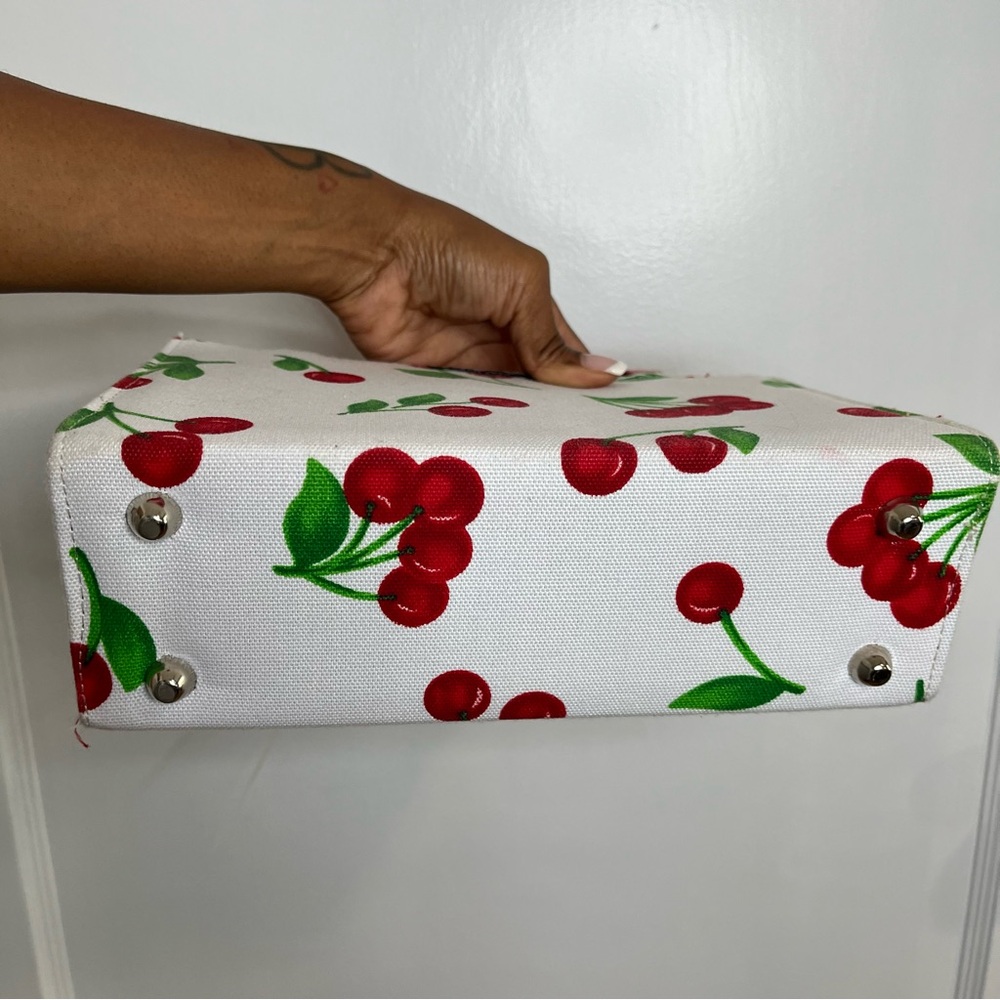 Vintage Y2K Kate Spade Canvas Cherry Print Shoulder Bag - Picture 9 of 16
